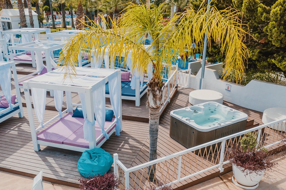 Thea Beach Cabanas - service area at WaterWorld Themed Waterpark