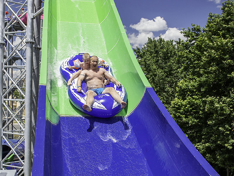 Uphill water coaster - water slide at Action Aquapark Sunny Beach