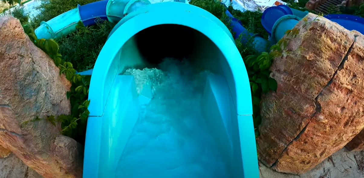 Light Blue kids slide - water slide at Aquapark Aquamania