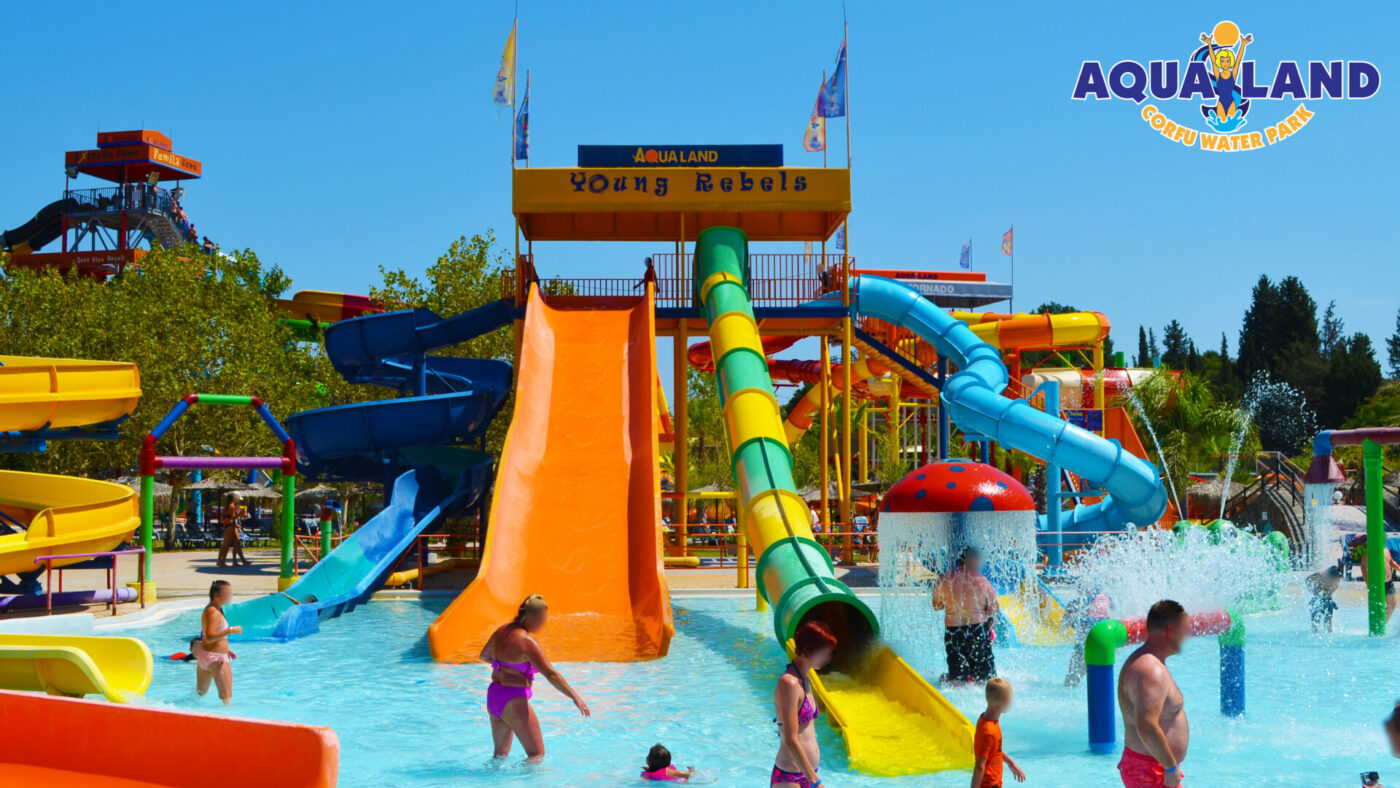 Young rebels - water slide at Aqualand Corfu Water Park
