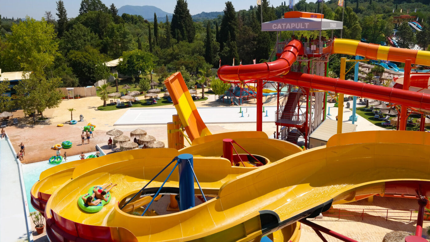 Family Rafting - water slide at Aqualand Corfu Water Park