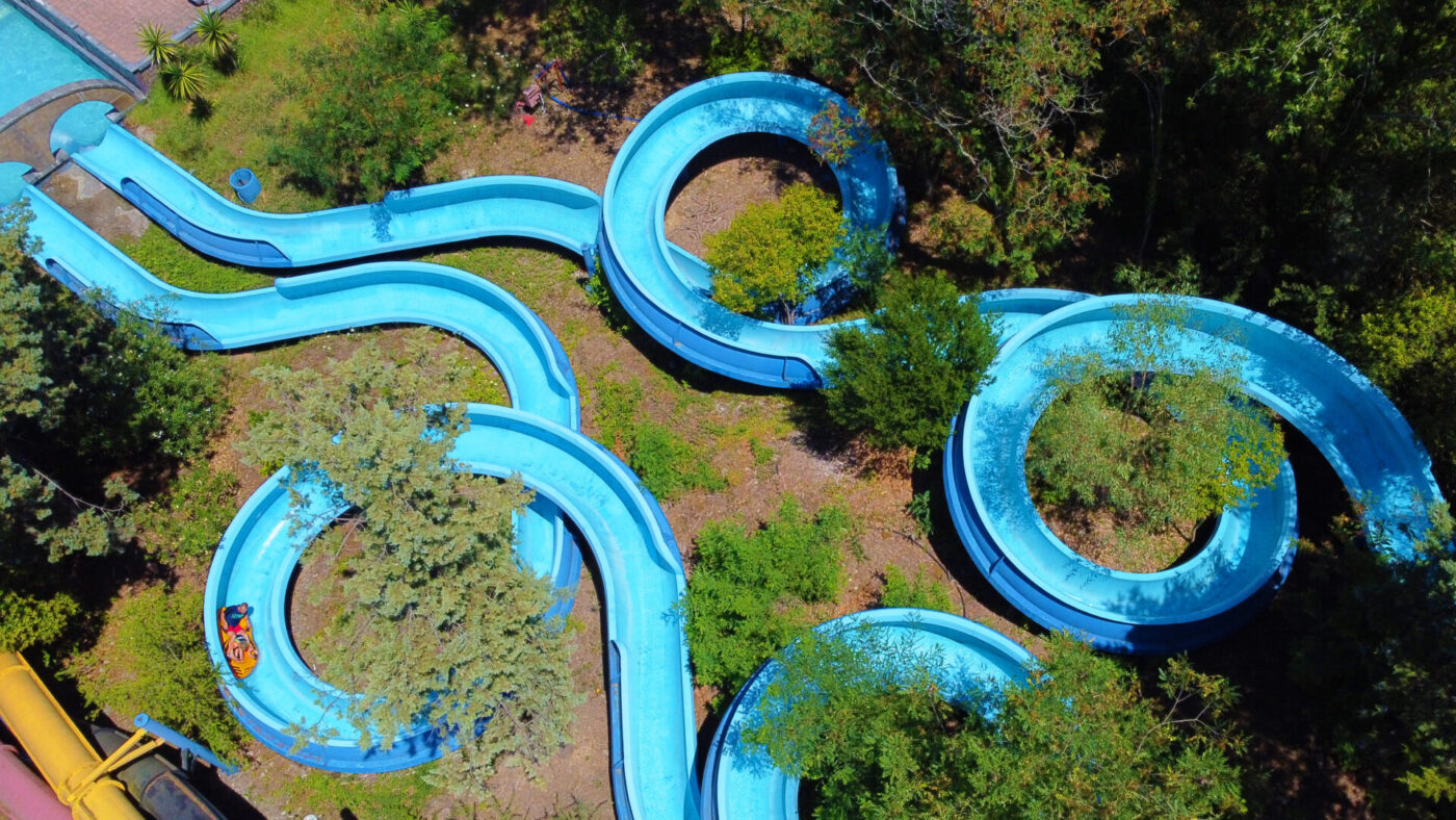 Giant slides - water slide at Aqualand Corfu Water Park