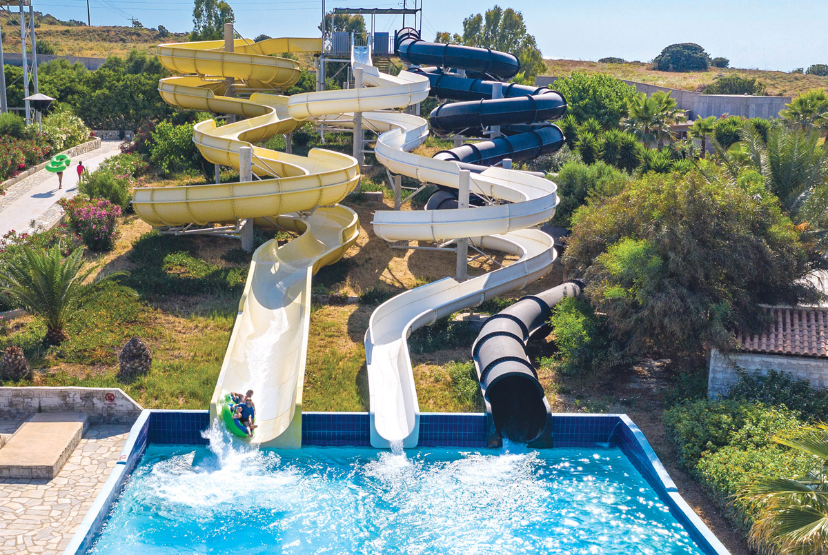 Family crazy river - water slide at Lido waterpark